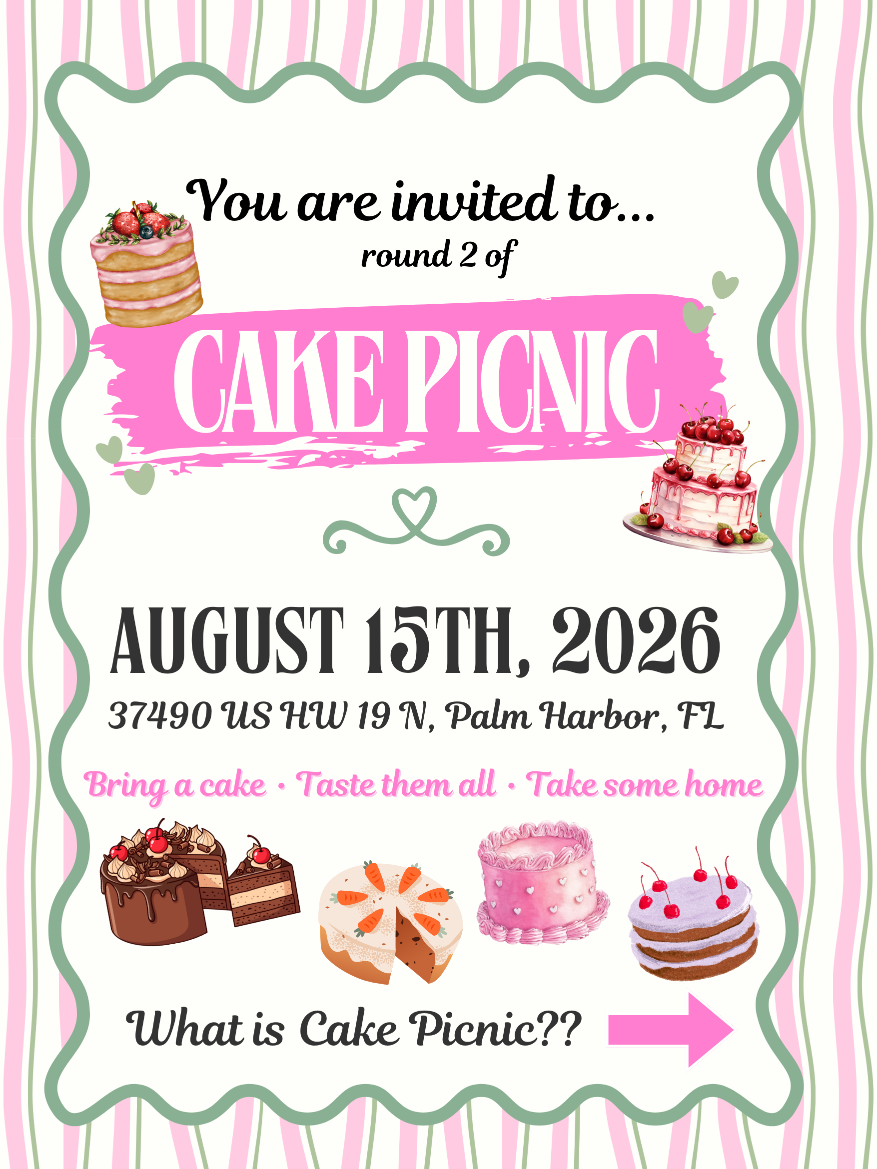 8/15/26 Cake Picnic- Tarpon Springs, Fl