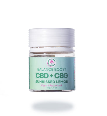 CBD CBG gummies in blue packaging