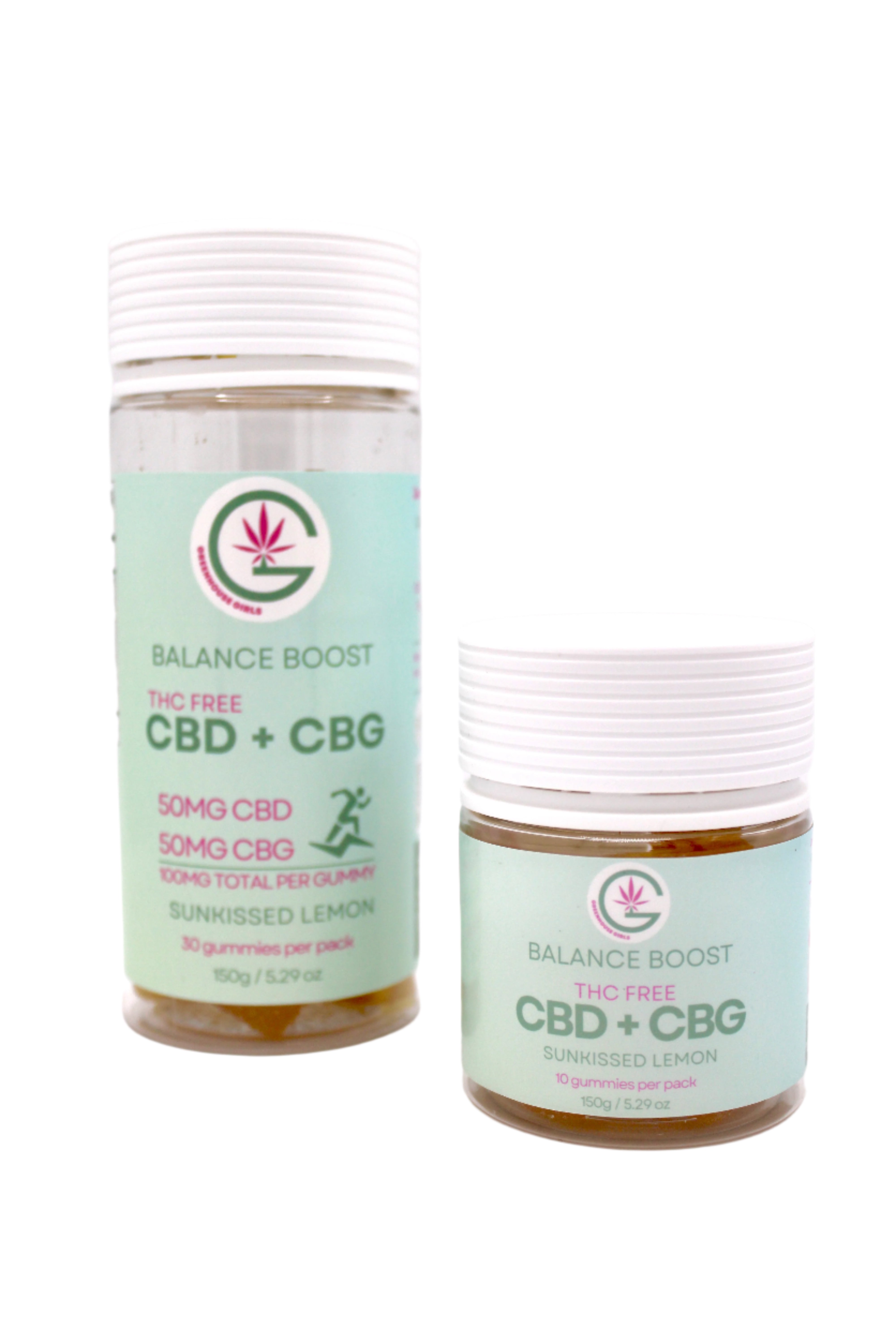 Two CBD + CBG products from Balance Boost on a white background