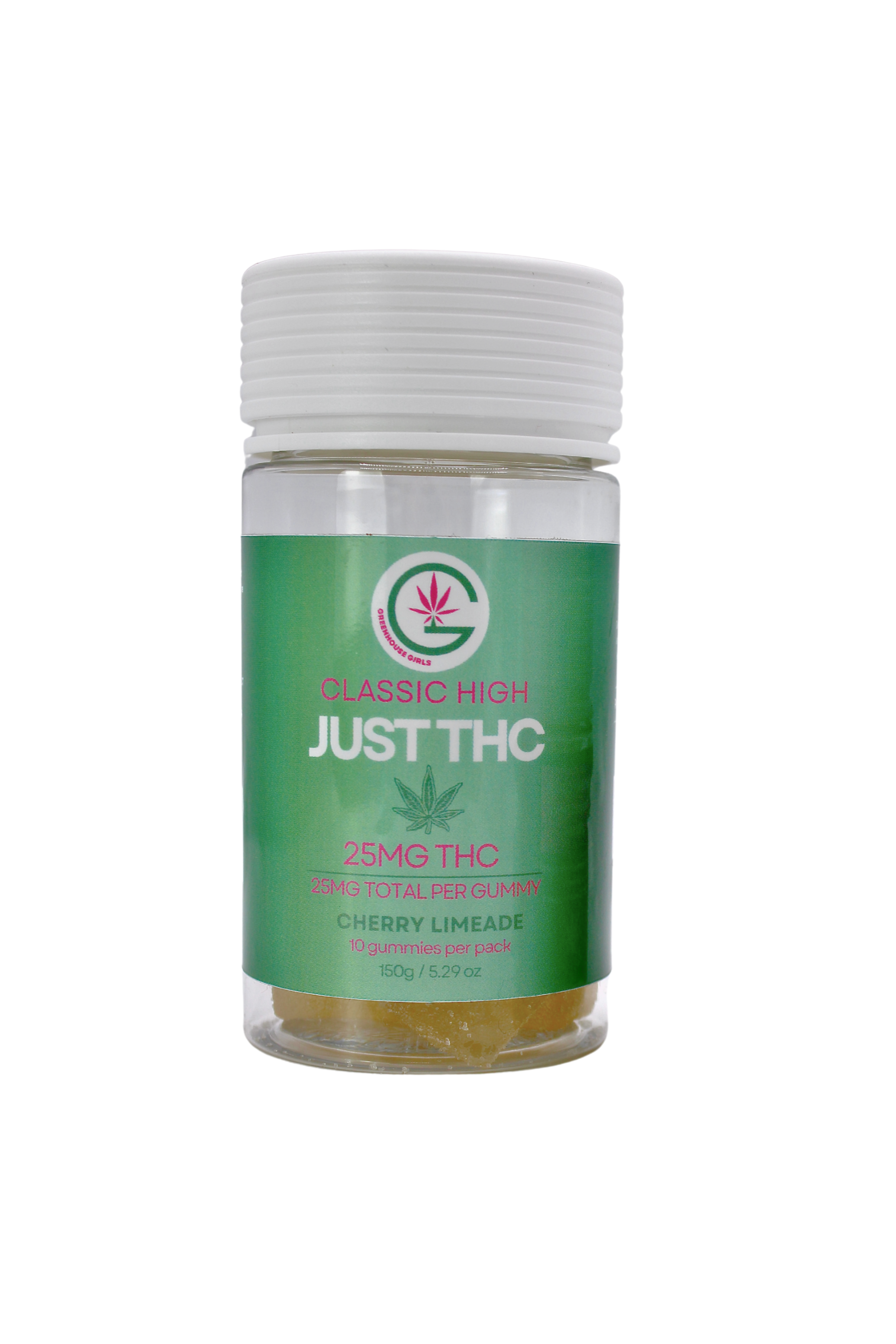 Jar of 'JUST THC' product on a white background