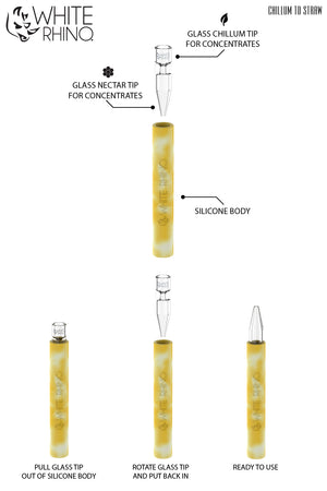 White Rhino Chillum to Straw (Glow in the Dark)
