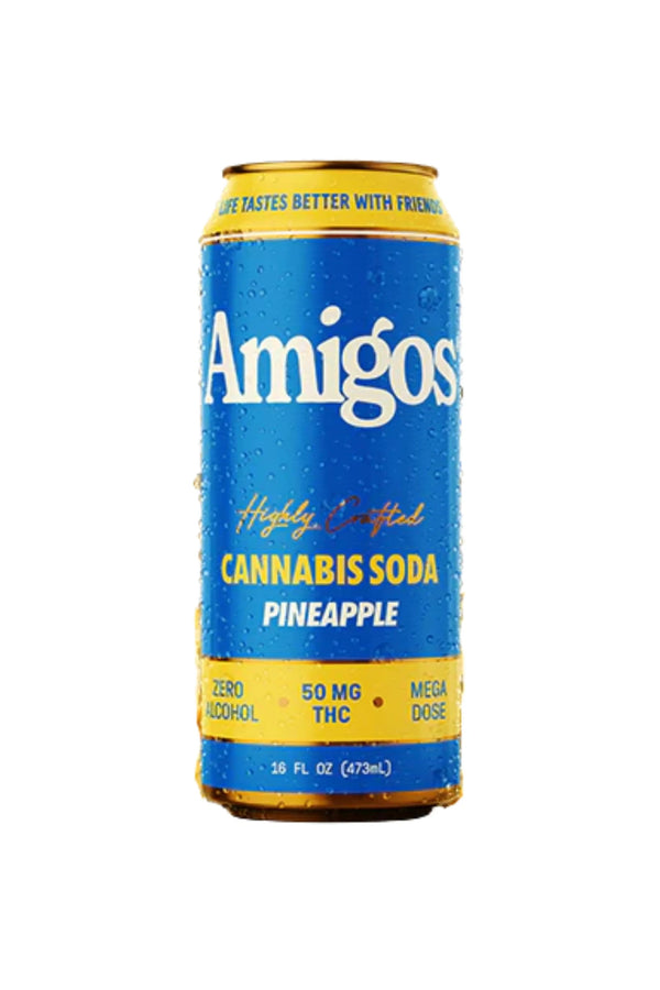 Amigos Cannabis Soda Pineapple can on a white background