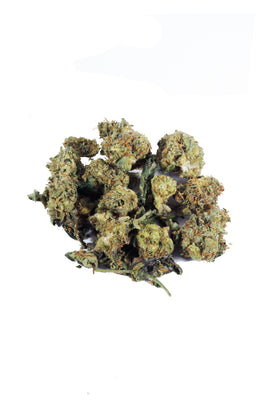 Close-up of a cannabis bud on a white background