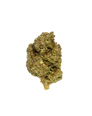 Greenhouse Girls Do-Si-Dos hybrid THCa flower bud with dense green and purple foliage and visible trichomes
