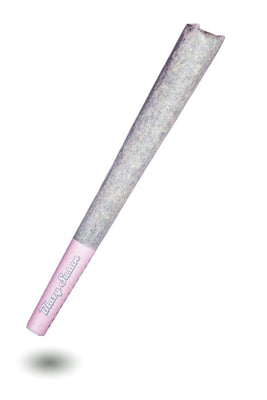 Greenhouse Girls Purple Marker THCa flower pre-roll with a pink Blazy Susan filter tip on a white background