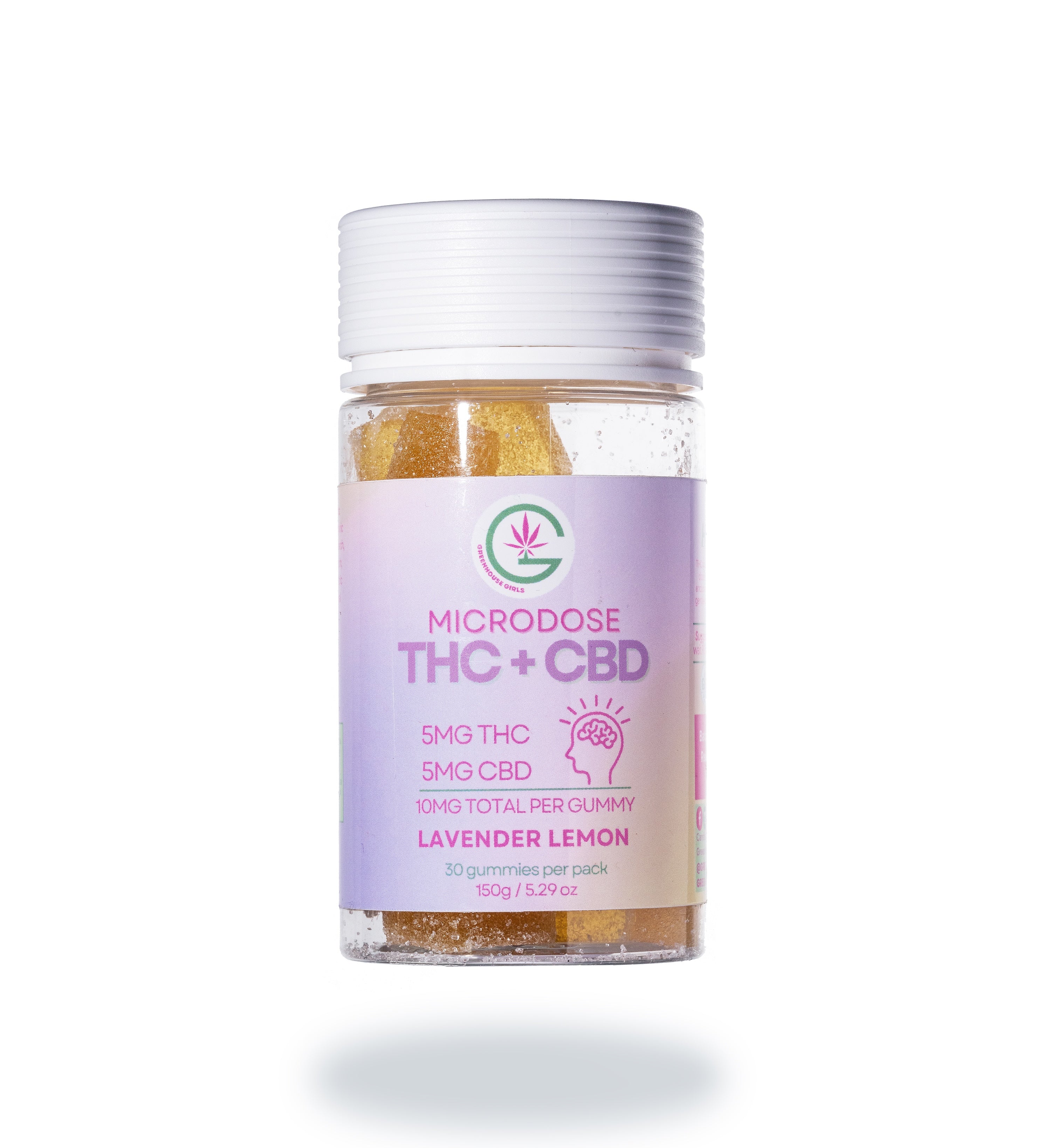 THC and CBD gummies with a purple and yellow label 